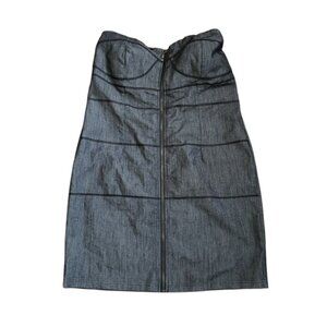 Addition Elle strapless sweetheart neckline denim jean dress plus